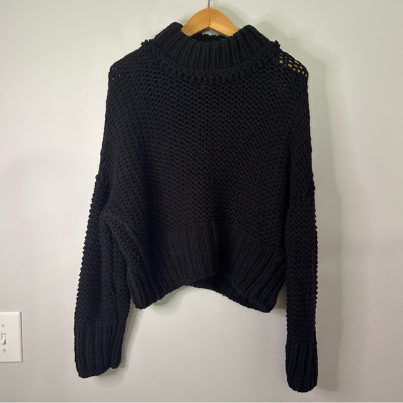 Free People My Only Sunshine Black Chunky Knit Sweater - Picture 2 of 6